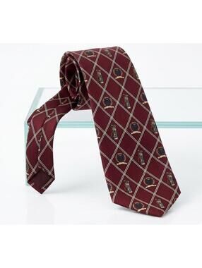 Tommy Hilfiger Maroon 100% Italian Silk Men’s Neck Tie Made In USA Golf